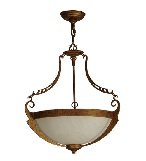 Meyda Lighting Focus 21" 3-Light Spanish Gold Pendant Light With Creme Carrare Idalight Shade