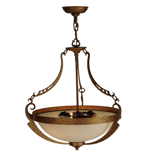 Meyda Lighting Focus 21" 3-Light Spanish Gold Pendant Light With Creme Carrare Idalight Shade
