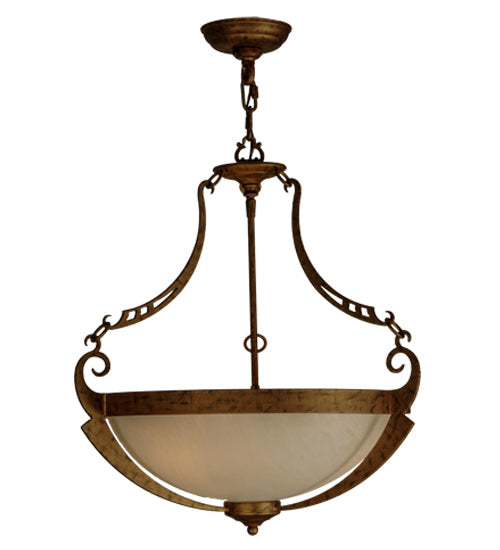 Meyda Lighting Focus 21" 3-Light Spanish Gold Pendant Light With Creme Carrare Idalight Shade