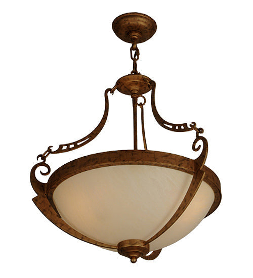 Meyda Lighting Focus 21" 3-Light Spanish Gold Pendant Light With Creme Carrare Idalight Shade