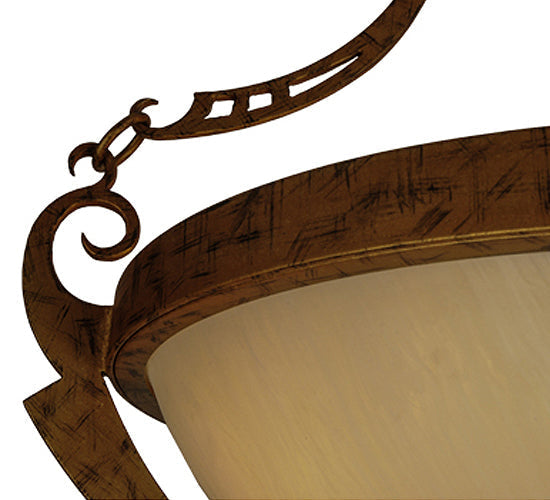 Meyda Lighting Focus 21" 3-Light Spanish Gold Pendant Light With Creme Carrare Idalight Shade