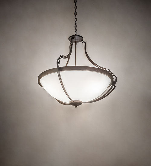 Meyda Lighting Focus 27" 3-Light Rusty Nail Inverted Pendant Light With Statuario Idalight Shade
