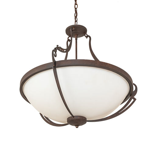 Meyda Lighting Focus 27" 3-Light Rusty Nail Inverted Pendant Light With Statuario Idalight Shade