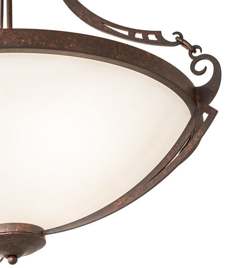 Meyda Lighting Focus 27" 3-Light Rusty Nail Inverted Pendant Light With Statuario Idalight Shade