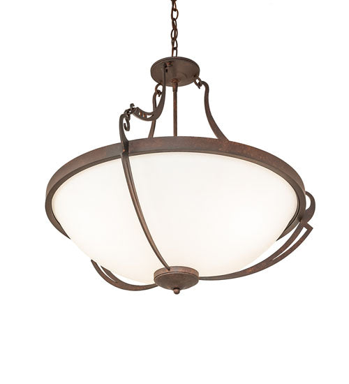 Meyda Lighting Focus 27" 3-Light Rusty Nail Inverted Pendant Light With Statuario Idalight Shade