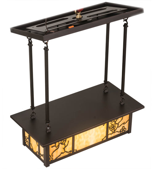 Meyda Lighting Foliage 24" 2-Light Mahogany Bronze Island Pendant Light With Beige Art Shade Glass