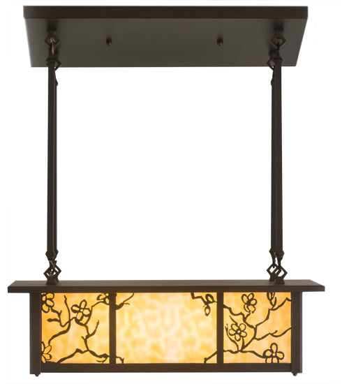 Meyda Lighting Foliage 24" 2-Light Mahogany Bronze Island Pendant Light With Beige Art Shade Glass