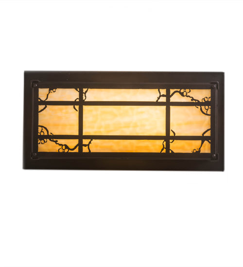 Meyda Lighting Foliage 24" 2-Light Mahogany Bronze Island Pendant Light With Beige Art Shade Glass