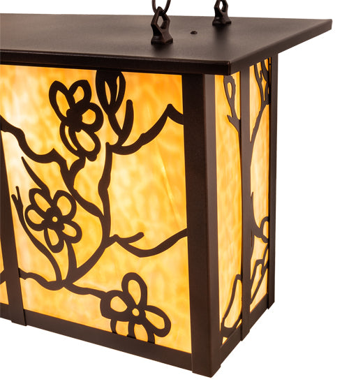 Meyda Lighting Foliage 38" 4-Light Mahogany Bronze Island Pendant Light With Beige Flemish Shade Glass
