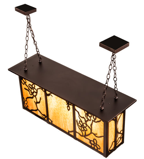 Meyda Lighting Foliage 38" 4-Light Mahogany Bronze Island Pendant Light With Beige Flemish Shade Glass