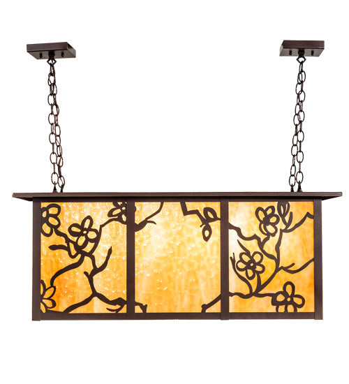 Meyda Lighting Foliage 38" 4-Light Mahogany Bronze Island Pendant Light With Beige Flemish Shade Glass