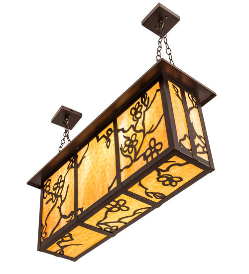 Meyda Lighting Foliage 38" 4-Light Mahogany Bronze Island Pendant Light With Beige Flemish Shade Glass