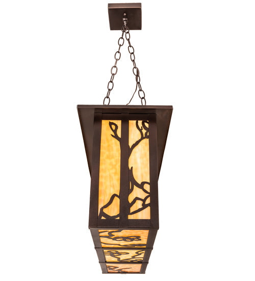 Meyda Lighting Foliage 38" 4-Light Mahogany Bronze Island Pendant Light With Beige Flemish Shade Glass