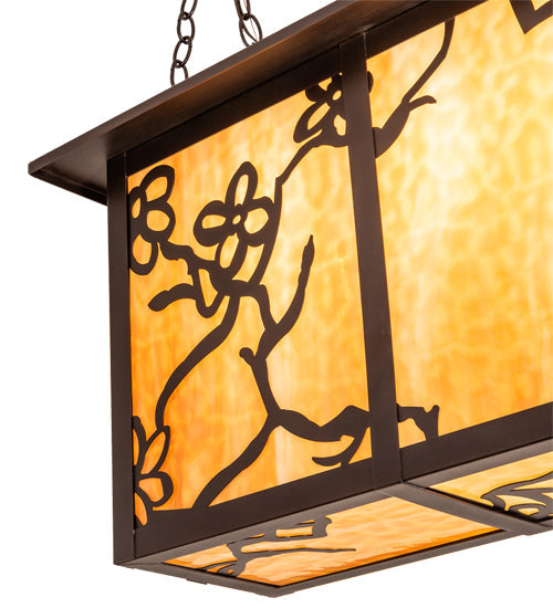 Meyda Lighting Foliage 38" 4-Light Mahogany Bronze Island Pendant Light With Beige Flemish Shade Glass