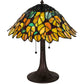 Meyda Lighting Follaje 18" 2-Light Mahogany Bronze Table Lamp With Multi-Colored Shade Glass