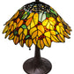 Meyda Lighting Follaje 18" 2-Light Mahogany Bronze Table Lamp With Multi-Colored Shade Glass