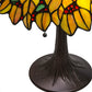 Meyda Lighting Follaje 18" 2-Light Mahogany Bronze Table Lamp With Multi-Colored Shade Glass