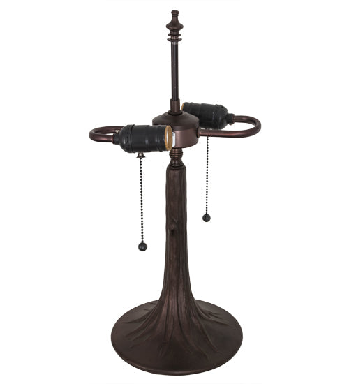 Meyda Lighting Follaje 18" 2-Light Mahogany Bronze Table Lamp With Multi-Colored Shade Glass