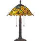 Meyda Lighting Follaje 25" 2-Light Mahogany Bronze Table Lamp With Multi-Colored Shade Glass