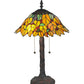 Meyda Lighting Follaje 25" 2-Light Mahogany Bronze Table Lamp With Multi-Colored Shade Glass