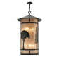 Meyda Lighting Forest 34" 8-Light Wrought Iron Lantern Pendant Light With Silver Mica Shade Glass