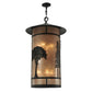 Meyda Lighting Forest 34" 8-Light Wrought Iron Lantern Pendant Light With Silver Mica Shade Glass