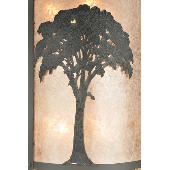 Meyda Lighting Forest 34" 8-Light Wrought Iron Lantern Pendant Light With Silver Mica Shade Glass