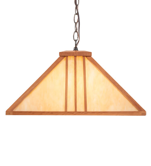 Meyda Lighting Forestwood 25" 3-Light Mahogany Bronze Pendant Light With Beige Iridescent Shade Glass
