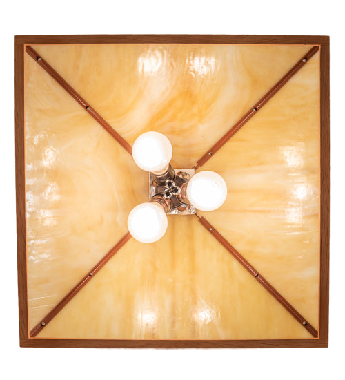 Meyda Lighting Forestwood 25" 3-Light Mahogany Bronze Pendant Light With Beige Iridescent Shade Glass
