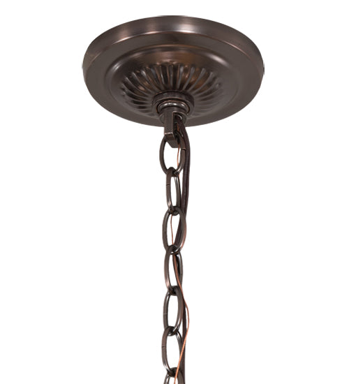 Meyda Lighting Forestwood 25" 3-Light Mahogany Bronze Pendant Light With Beige Iridescent Shade Glass