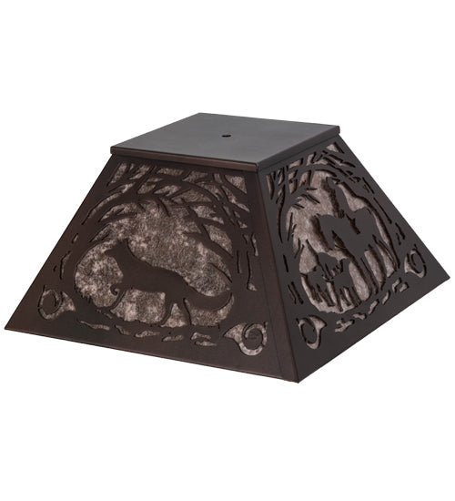 Meyda Lighting Fox Hunt 24" Mahogany Bronze & Silver Mica Shade Glass