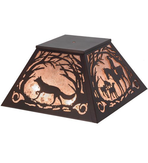 Meyda Lighting Fox Hunt 24" Mahogany Bronze & Silver Mica Shade Glass