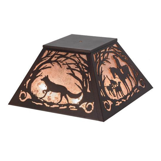 Meyda Lighting Fox Hunt 24" Mahogany Bronze & Silver Mica Shade Glass