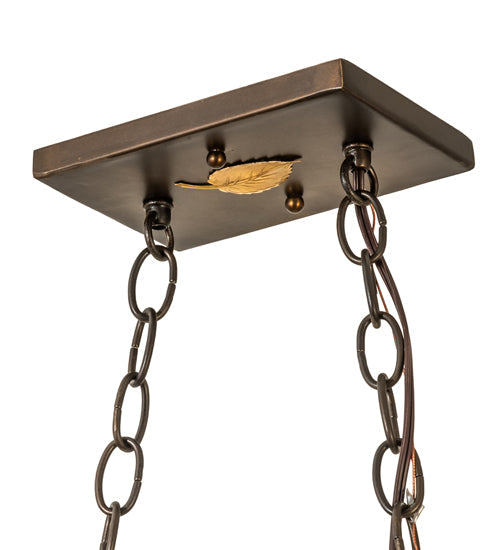 Meyda Lighting Fox Hunt 33" 6-Light Antique Copper Island Pendant Light With Silver Mica Shade Glass