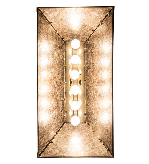 Meyda Lighting Fox Hunt 33" 6-Light Antique Copper Island Pendant Light With Silver Mica Shade Glass
