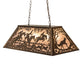Meyda Lighting Fox Hunt 33" 6-Light Antique Copper Island Pendant Light With Silver Mica Shade Glass
