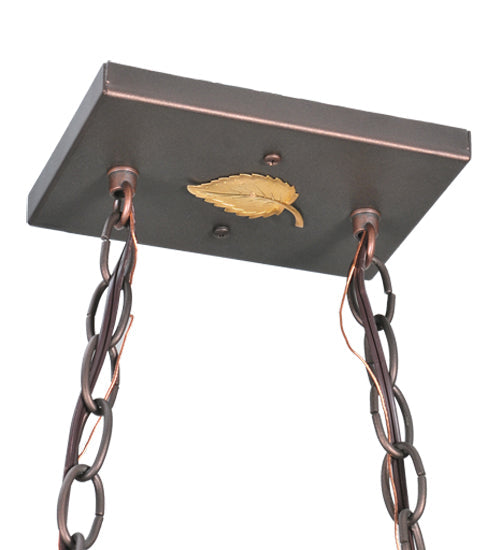 Meyda Lighting Fox Hunt 33" 6-Light Mahogany Bronze Island Pendant Light With Silver Mica Shade Glass