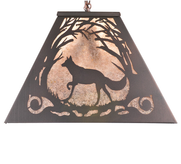 Meyda Lighting Fox Hunt 33" 6-Light Mahogany Bronze Island Pendant Light With Silver Mica Shade Glass