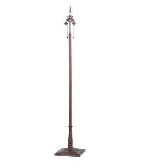 Meyda Lighting Fox Hunt 60" 2-Light Mahogany Bronze Floor Lamp With Silver Mica Shade Glass