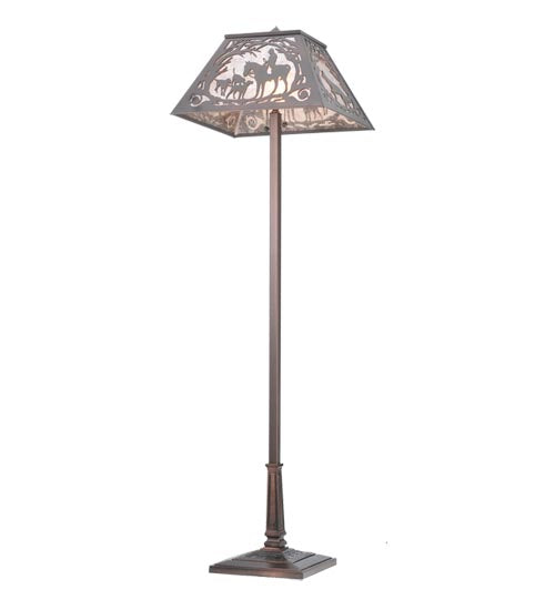 Meyda Lighting Fox Hunt 60" 2-Light Mahogany Bronze Floor Lamp With Silver Mica Shade Glass