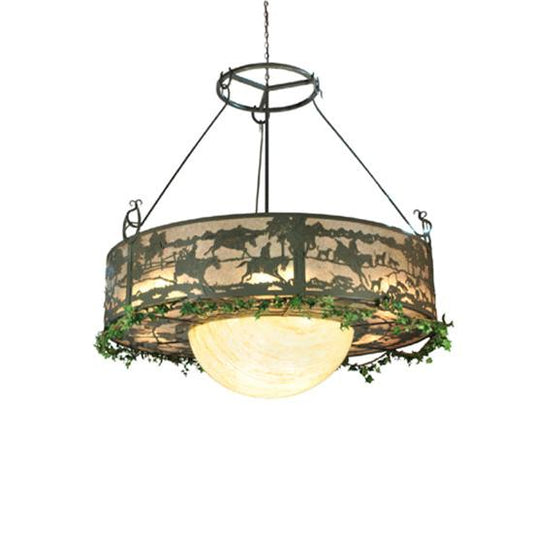 Meyda Lighting Fox Run 72" 20-Light Timeless Bronze Inverted Pendant Light
