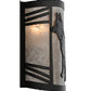 Meyda Lighting Fox on the Loose 12" Textured Black Left Wall Sconce With Silver Mica Shade Glass