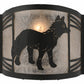 Meyda Lighting Fox on the Loose 12" Textured Black Right Wall Sconce With Silver Mica Shade Glass