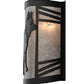 Meyda Lighting Fox on the Loose 12" Textured Black Right Wall Sconce With Silver Mica Shade Glass
