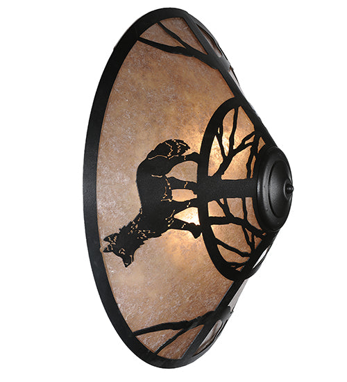 Meyda Lighting Fox on the Loose 22" 3-Light Textured Black Flush Mount Light With Silver Mica Shade Glass