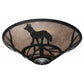 Meyda Lighting Fox on the Loose 243189 22" 3-Light Textured Black Flush Mount Light With Silver Mica Shade Glass