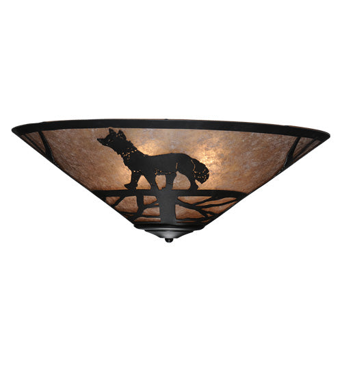 Meyda Lighting Fox on the Loose 243189 22" 3-Light Textured Black Flush Mount Light With Silver Mica Shade Glass