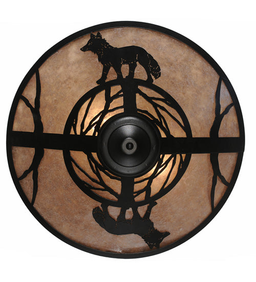 Meyda Lighting Fox on the Loose 243189 22" 3-Light Textured Black Flush Mount Light With Silver Mica Shade Glass