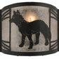 Meyda Lighting Fox on the Loose 247049 12" Textured Black Left Wall Sconce With Silver Mica Shade Glass