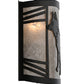 Meyda Lighting Fox on the Loose 247049 12" Textured Black Left Wall Sconce With Silver Mica Shade Glass